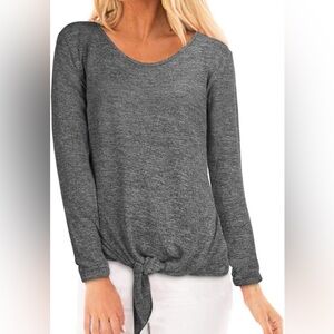 Women’s Gray Tie Front Top